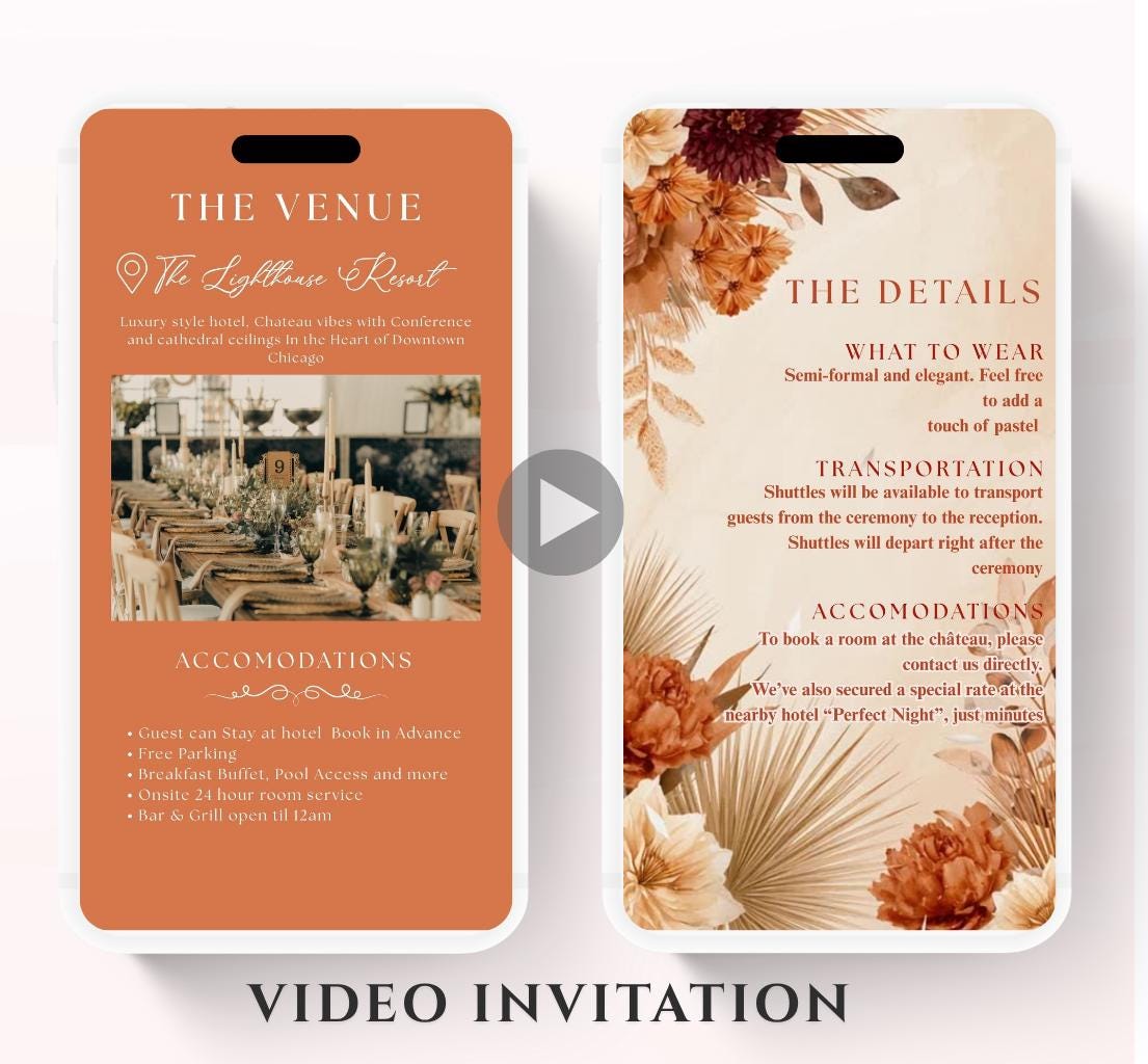 Animated Wedding invitation, Wedding Boho Terracotta Pampas invitation, wedding invitation template, Video Wedding invite, wedding invite-9