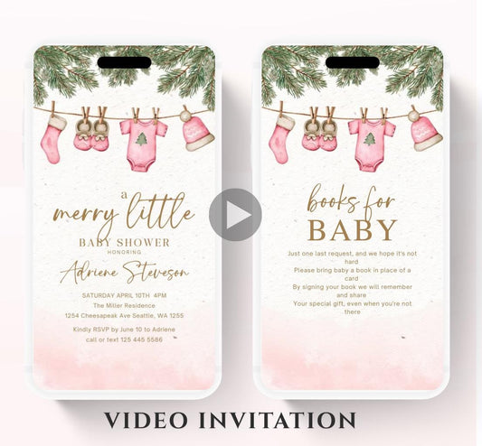 Winter Baby Shower Invitation Video, Merry Little Baby Shower Invite, Christmas baby shower invitation, winter baby invitation-4