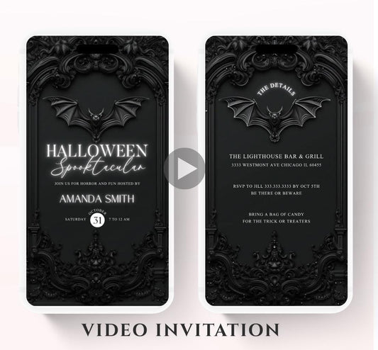 Halloween party invitation, Halloween spooktacular Adults Halloween Costume party Invite Video Digital party invitation-10