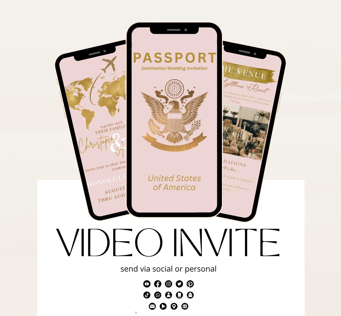 Animated Passport Wedding invitation, Destination Wedding invitation, wedding invitation template, Video Wedding invite, wedding invite-4