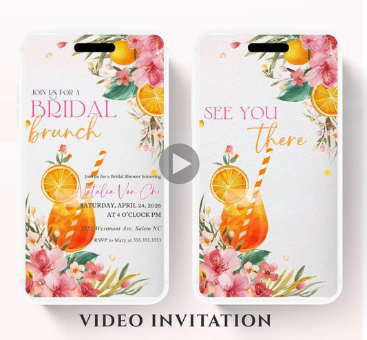 Citrus Bridal Shower Animated Invitation, Citrus Floral,Modern bridal Shower Invitation, Editable Video invitation-1
