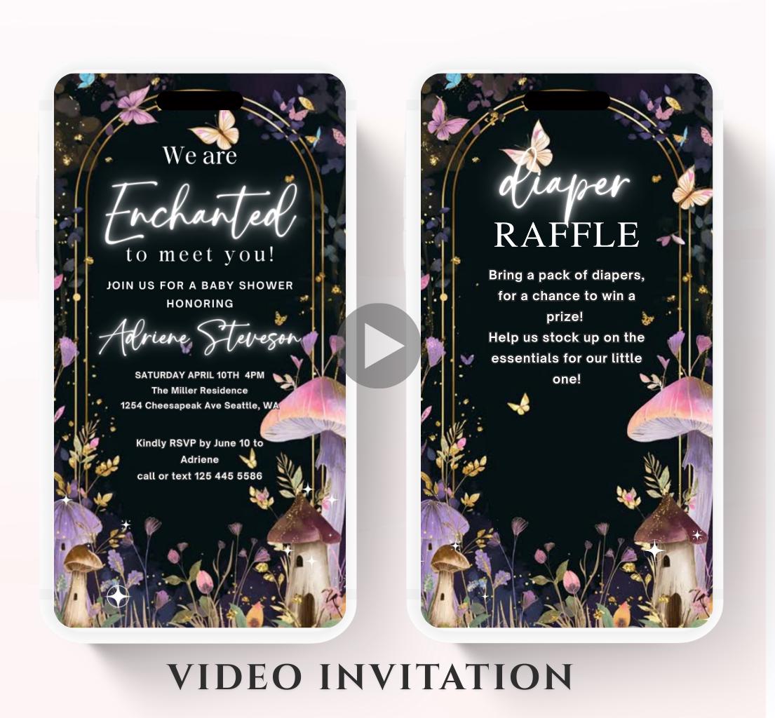 Butterfly Baby Shower Invitation animated, video Baby Shower Butterflies Invitation Enchanted Baby Shower invite Pink Butterflies-3