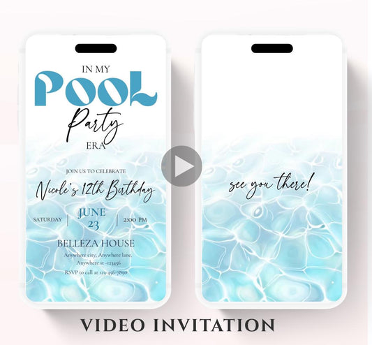 Pool party birthday invitation, pool party digital invitation, summer party invitation, birthday invitation, Pool invitation-8