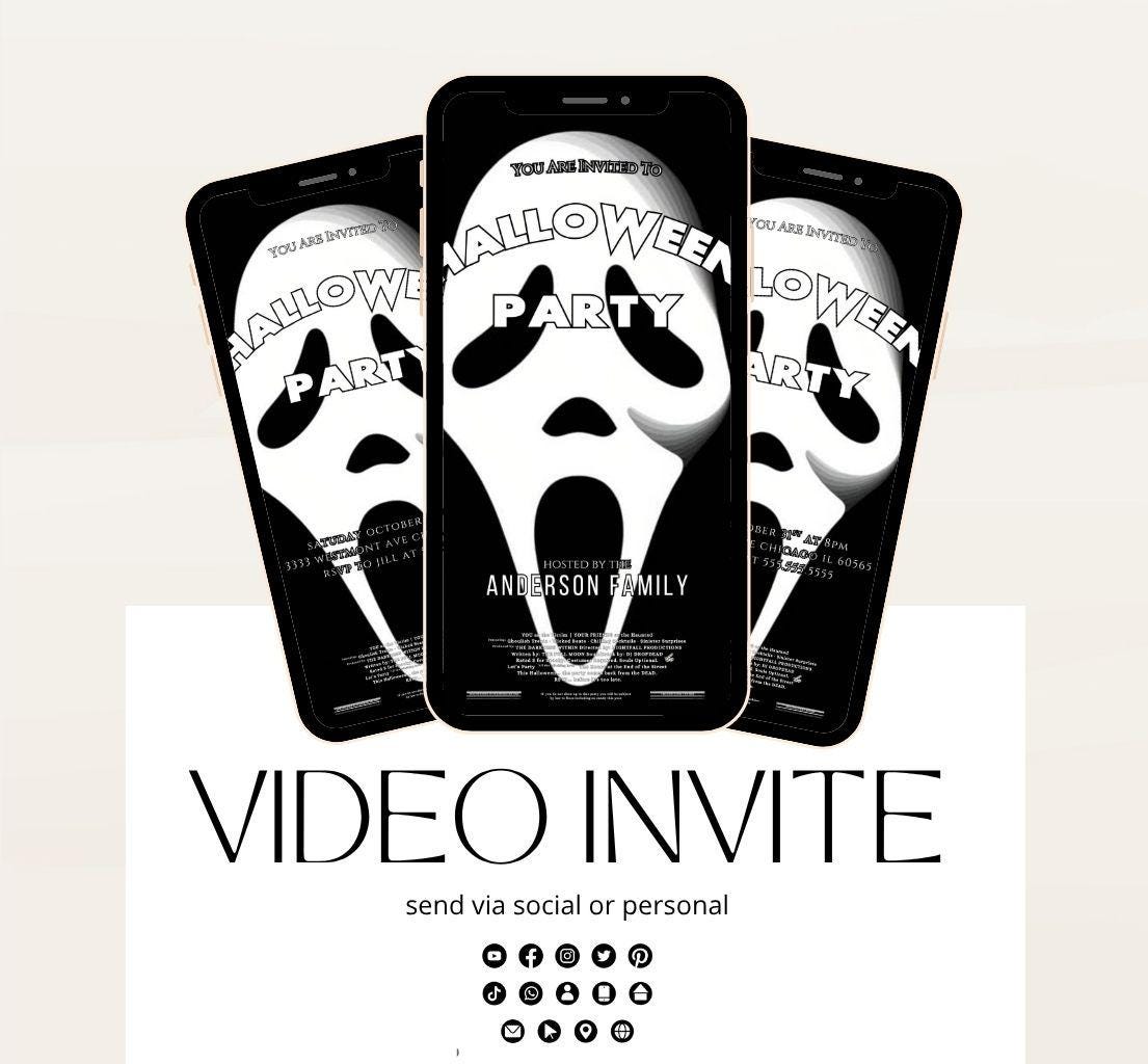 Halloween party invitation, Halloween spooktacular Adults Halloween Costume party Invite Video Digital party invitation-6