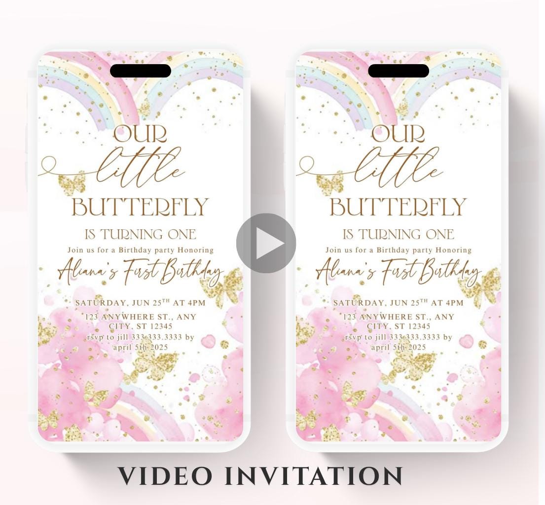 Butterfly Birthday Invitation, Floral Butterfly Invitation, Whimsical Floral Butterfly, Floral Butterfly Garden, Animated-6