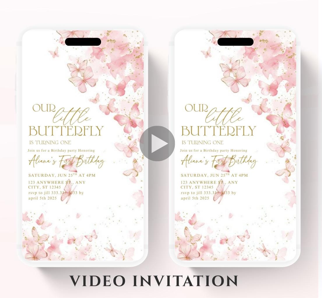 Butterfly Birthday Invitation, Floral Butterfly Invitation, Whimsical Floral Butterfly, Floral Butterfly Garden, Animated-2