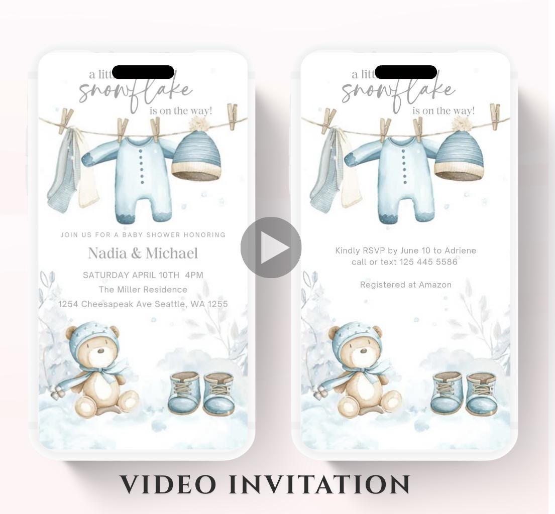 Winter woodland baby shower invitation, Winter baby invitation, Little snowflake, Baby its cold outside, baby shower invitation- Animated 4