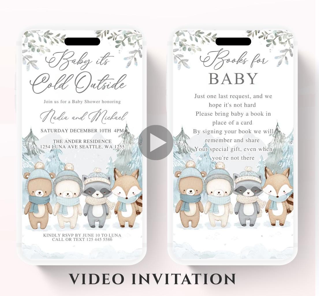 Winter woodland baby shower invitation, Winter baby invitation, Little snowflake, Baby its cold outside, baby shower invitation- Animated 2