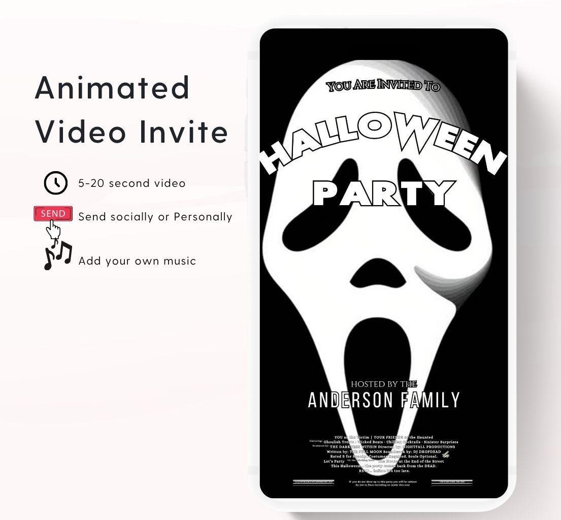 Halloween party invitation, Halloween spooktacular Adults Halloween Costume party Invite Video Digital party invitation-6