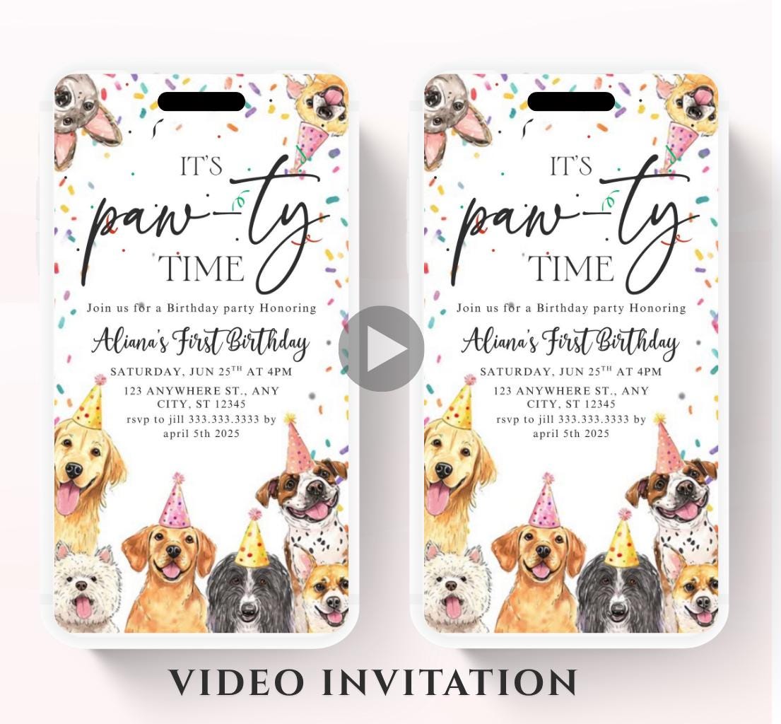 Animated Dog Invitation Puppy Party Invitation video Dog Pawty Invitation Dog Birthday Invitation Puppy Pawty Invitation Dog-2