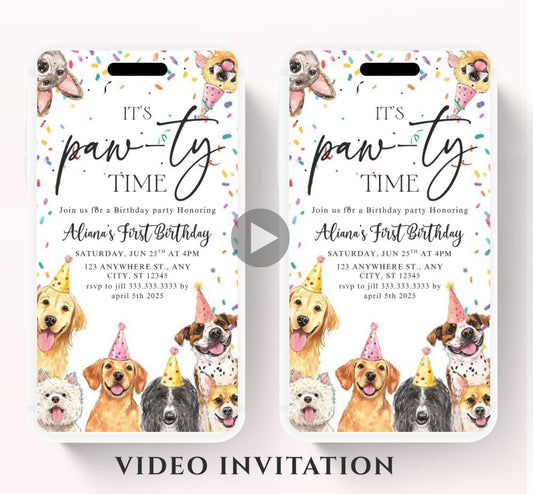 Animated Dog Invitation Puppy Party Invitation video Dog Pawty Invitation Dog Birthday Invitation Puppy Pawty Invitation Dog-2