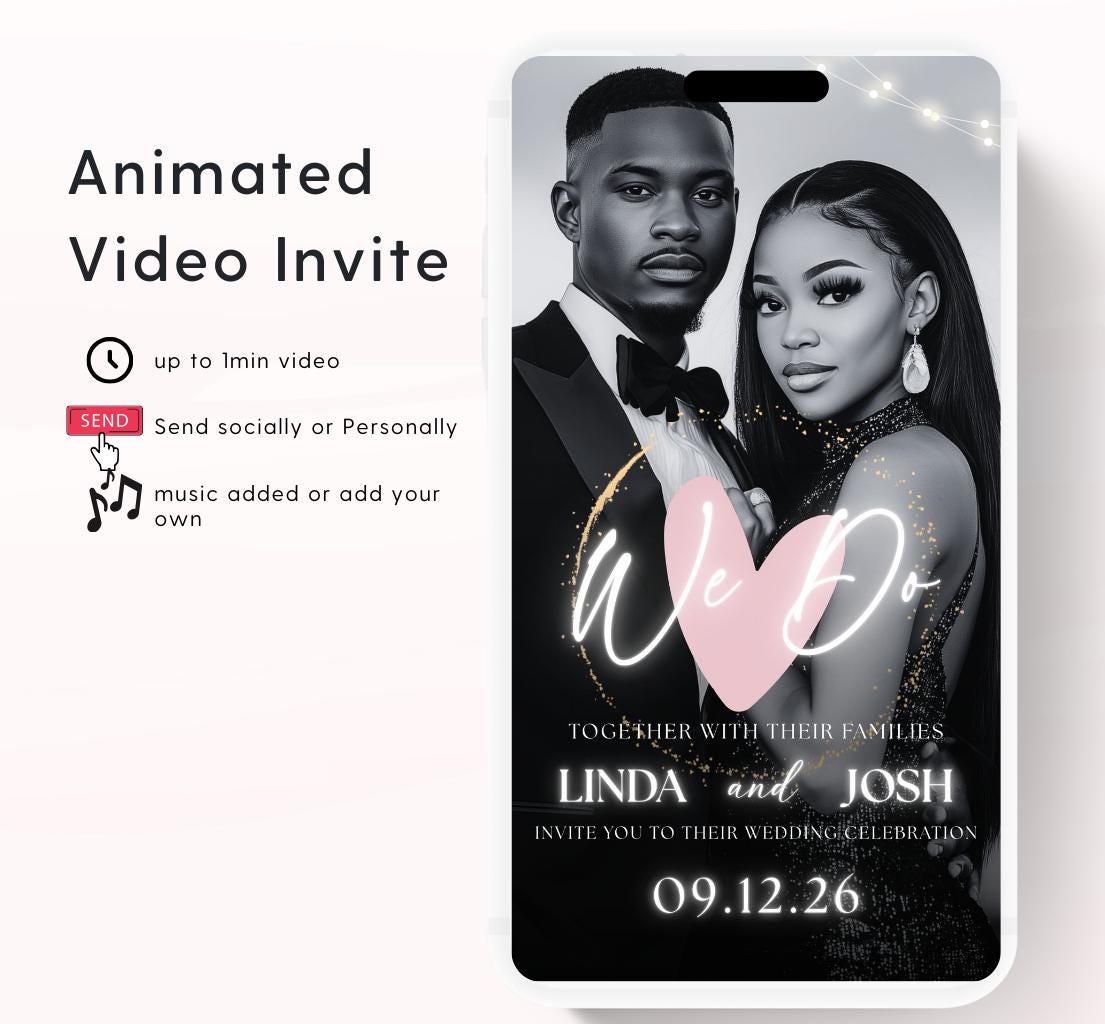 Animated Wedding invitation, Wedding pink invitation, wedding invitation template, Easy edit Wedding invite, Pink floral wedding invite-1