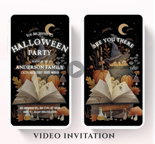 Halloween party invitation, Halloween spooktacular Adults Halloween Costume party Invite Video Digital party invitation-3