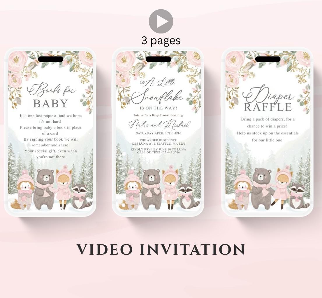 Winter woodland baby shower invitation, Winter baby invitation, Little snowflake, Baby its cold outside, baby shower invitation- Animated 1
