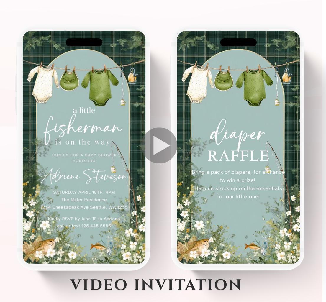Fishing Baby Boy Shower Invitation, Little Fisherman Invite, Fisherman baby boy Reel excited Fish Invite, Fishing Invitation
