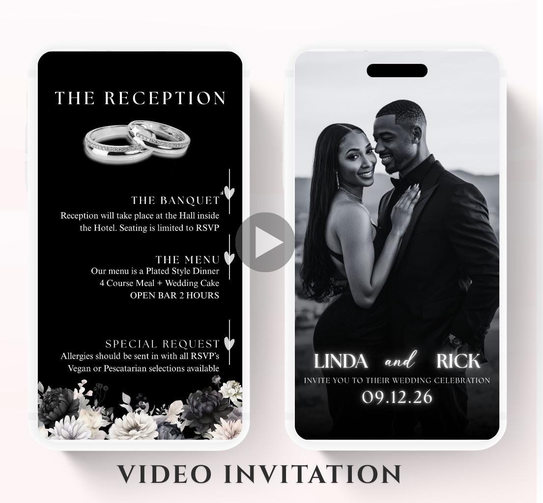 Animated Wedding invitation, Wedding Black and white invitation, wedding invitation template, Video Wedding invite, wedding invite-2
