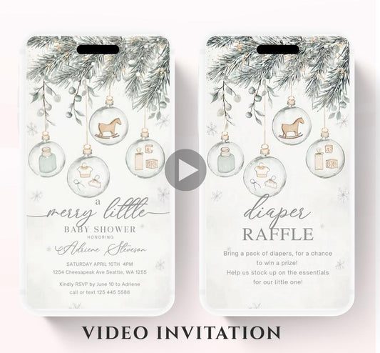 Winter Baby Shower Invitation Video, Merry Little Baby Shower Invite, Christmas baby shower invitation, winter baby invitation-8
