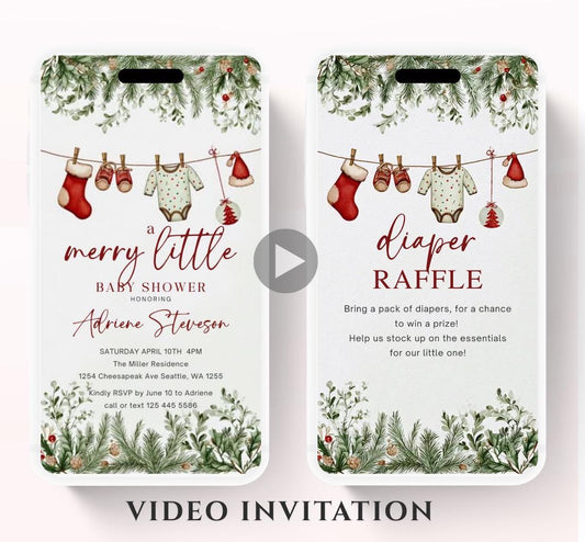 Winter Baby Shower Invitation Video, Merry Little Baby Shower Invite, Christmas baby shower invitation, winter baby invitation-3