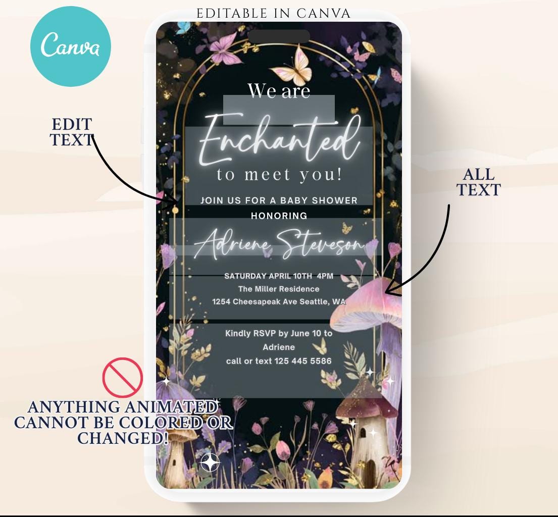 Butterfly Baby Shower Invitation animated, video Baby Shower Butterflies Invitation Enchanted Baby Shower invite Pink Butterflies-3