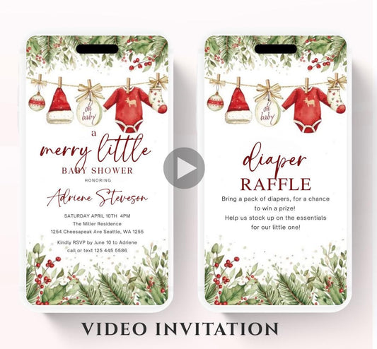 Winter Baby Shower Invitation Video, Merry Little Baby Shower Invite, Christmas baby shower invitation, winter baby invitation-1
