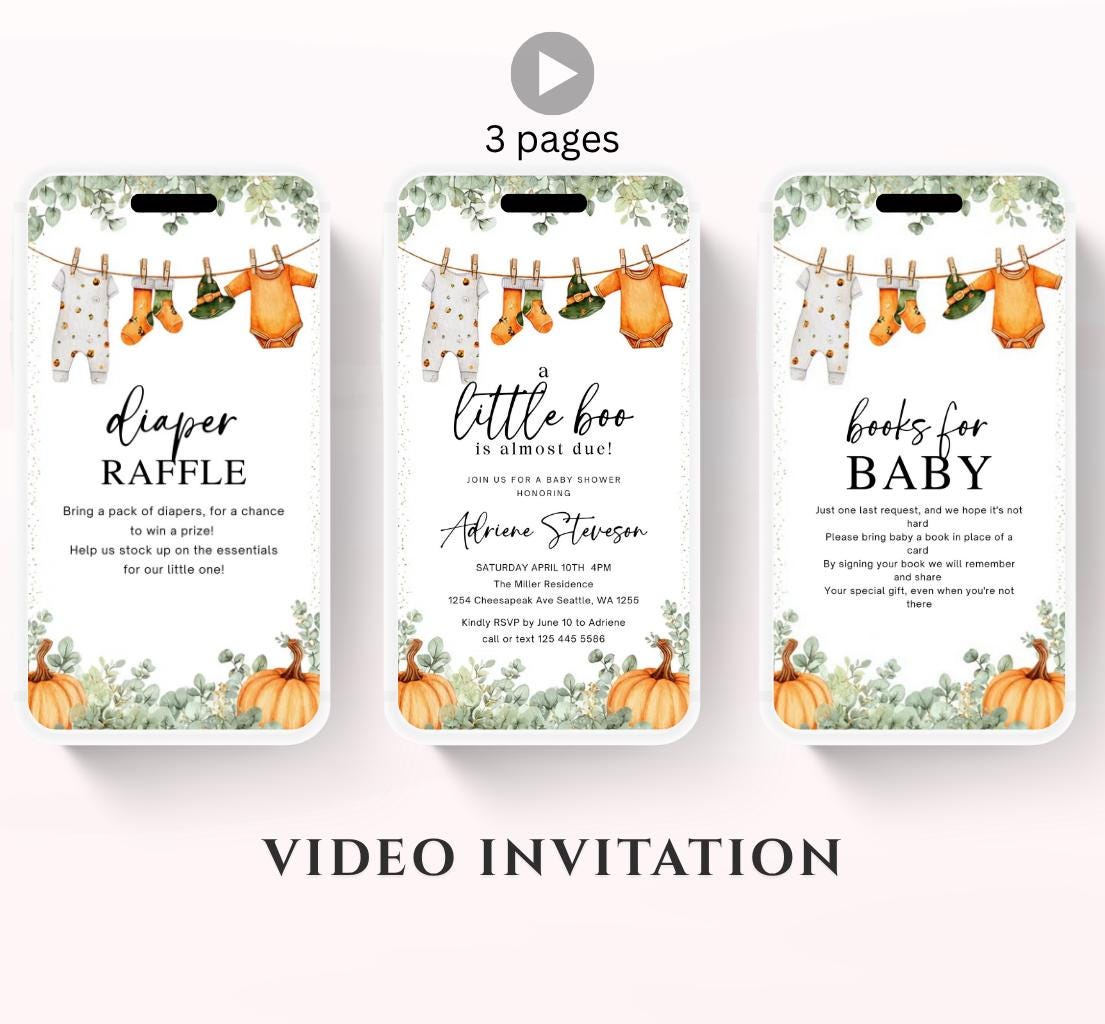Video Little Boo Halloween Baby Shower Invitation, Gender Neutral Fall Invite, Spooky Ghost Baby Shower Invite Halloween boo invite-1