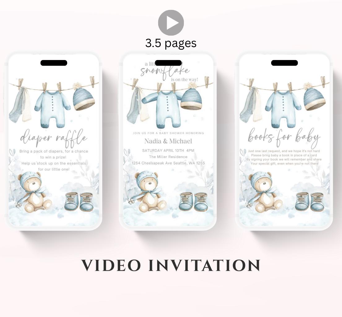 Winter woodland baby shower invitation, Winter baby invitation, Little snowflake, Baby its cold outside, baby shower invitation- Animated 4