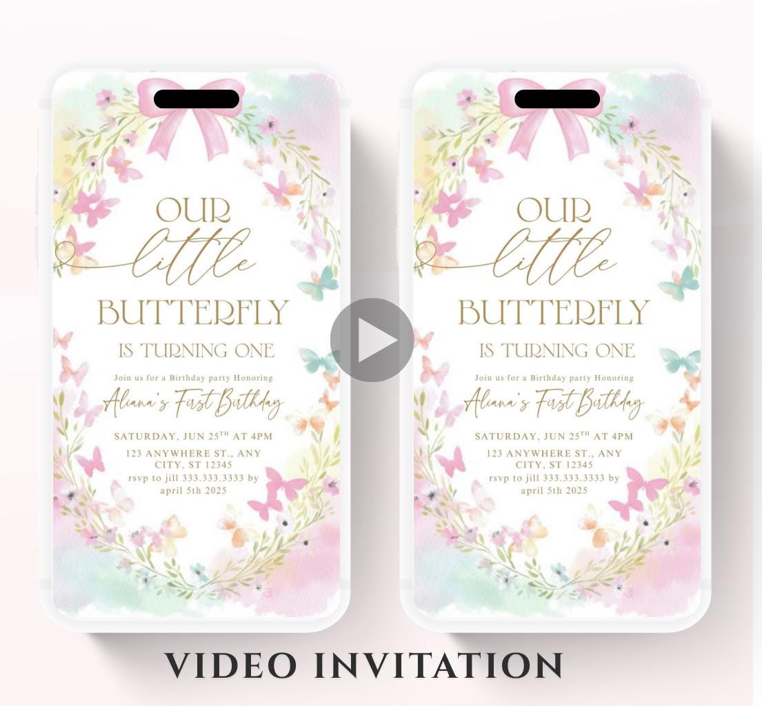 Butterfly Birthday Invitation, Floral Butterfly Invitation, Whimsical Floral Butterfly, Floral Butterfly Garden, Animated-4