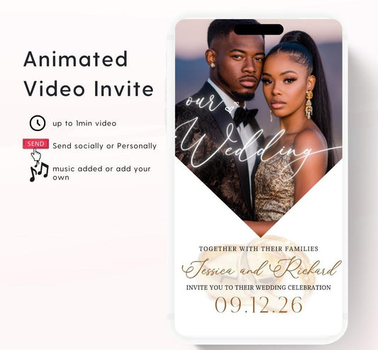 White boho florals Wedding invitation, Wedding invitation, wedding invitation template, Video Wedding invite, wedding invite-11