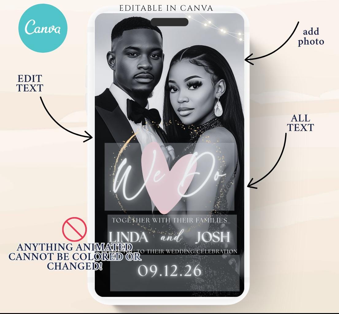 Animated Wedding invitation, Wedding Black and white invitation, wedding invitation template, Video Wedding invite, wedding invite-2
