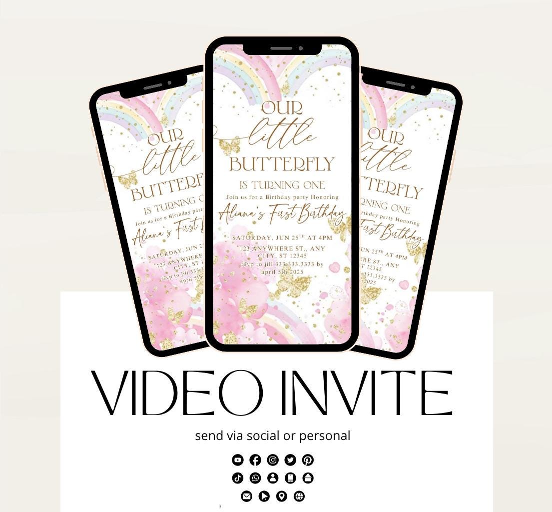 Butterfly Birthday Invitation, Floral Butterfly Invitation, Whimsical Floral Butterfly, Floral Butterfly Garden, Animated-6