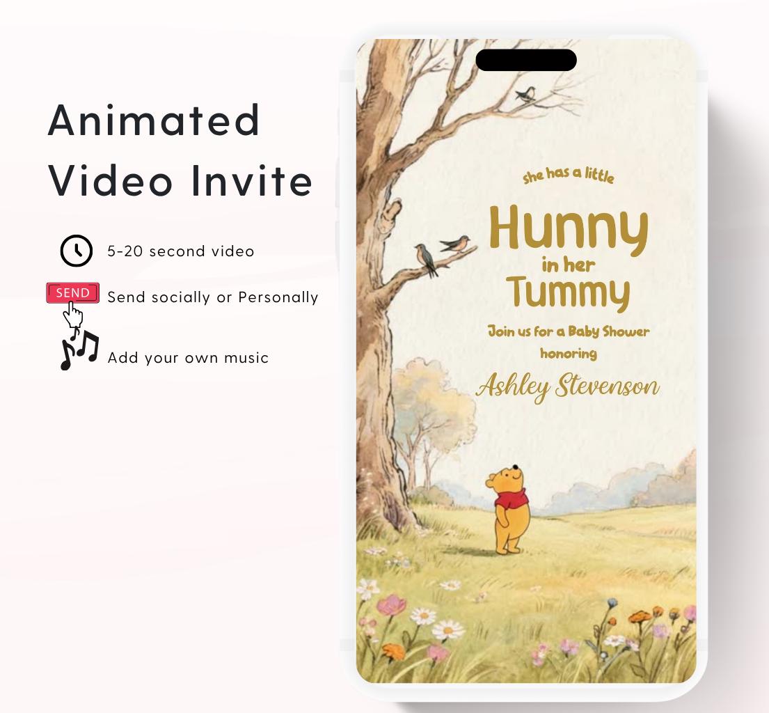 Winnie The Pooh Invitation, Winnie The Pooh Baby Shower Invitations, Winnie The Pooh Invitations Video invitation, Winnie baby shower-26