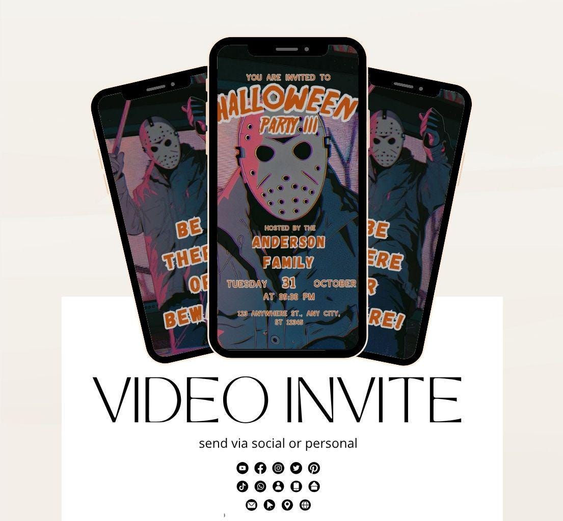 Halloween party invitation, Halloween spooktacular Adults Halloween Costume party Invite Video Digital party invitation-121