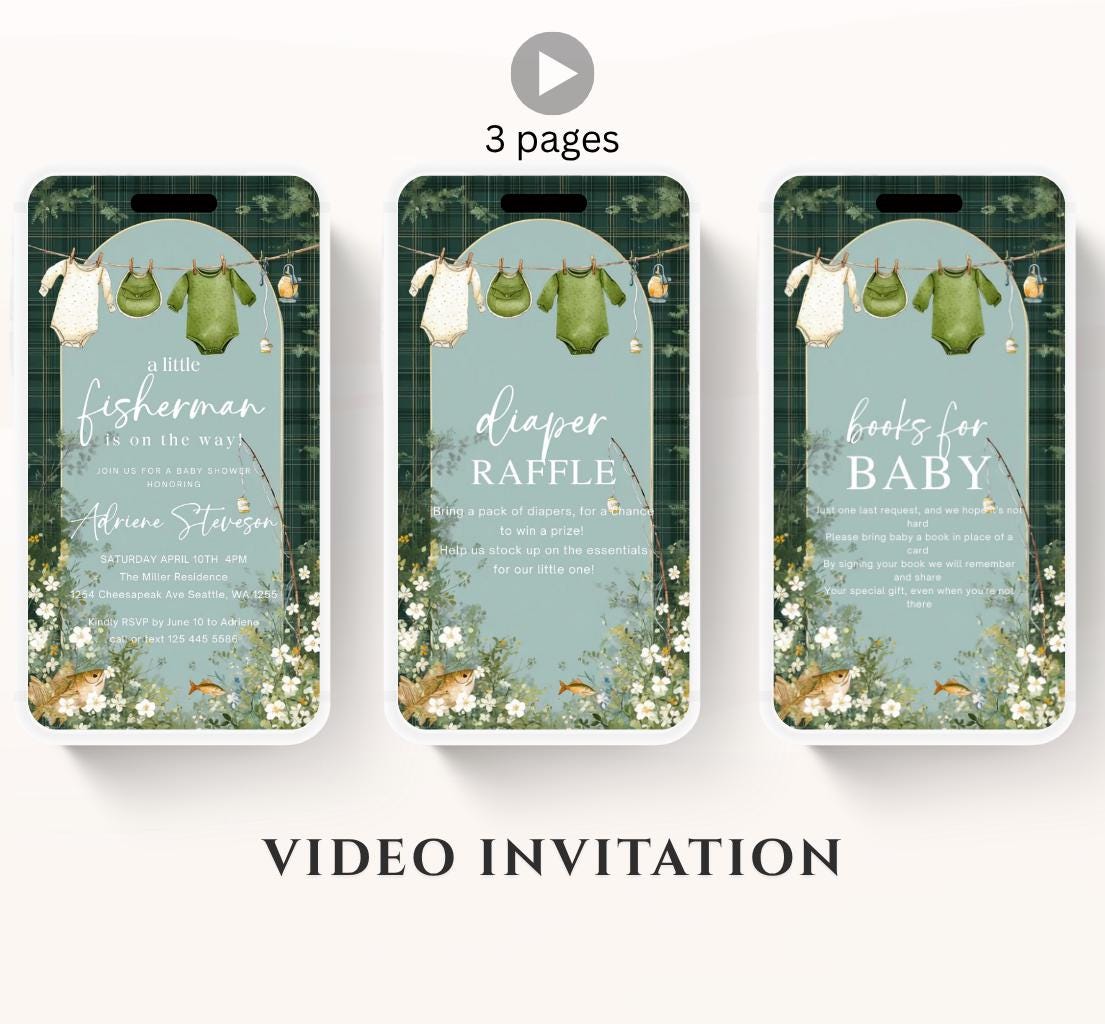 Fishing Baby Boy Shower Invitation, Little Fisherman Invite, Fisherman baby boy Reel excited Fish Invite, Fishing Invitation