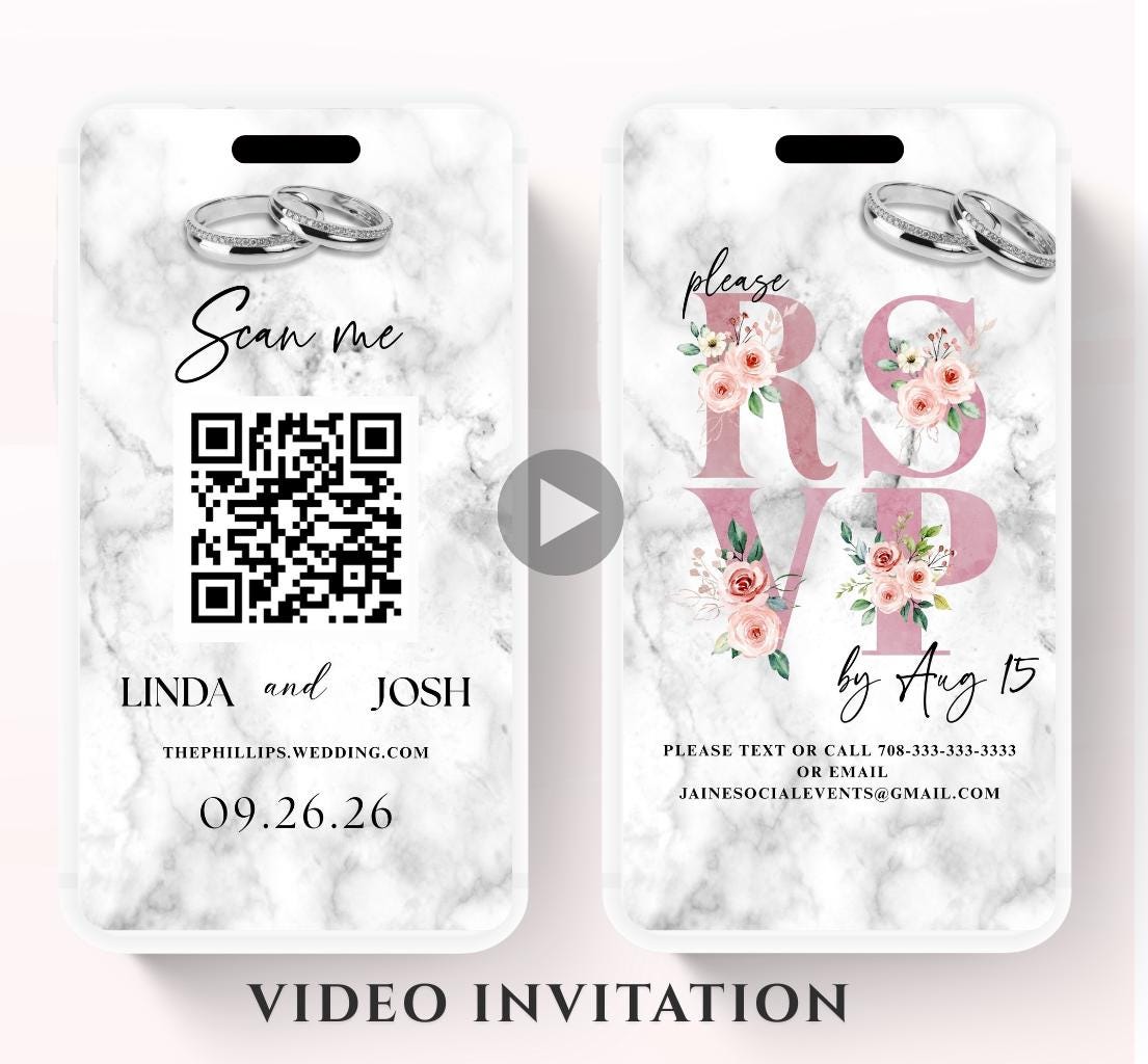 Animated Wedding invitation, Wedding pink invitation, wedding invitation template, Easy edit Wedding invite, Pink floral wedding invite-1