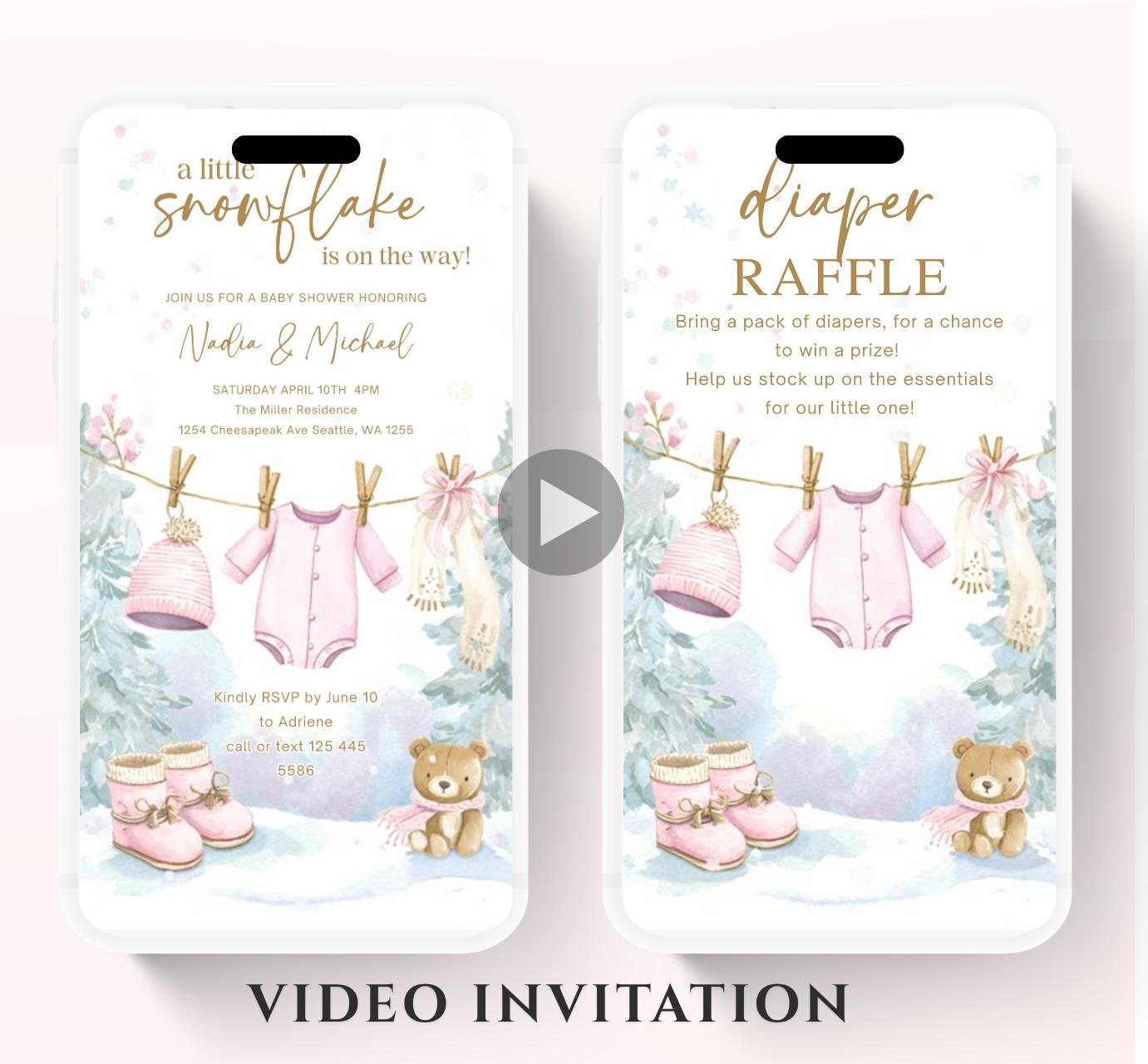 Winter woodland baby shower invitation, Winter baby invitation, Little snowflake, Baby its cold outside, baby shower invitation- Animated 5