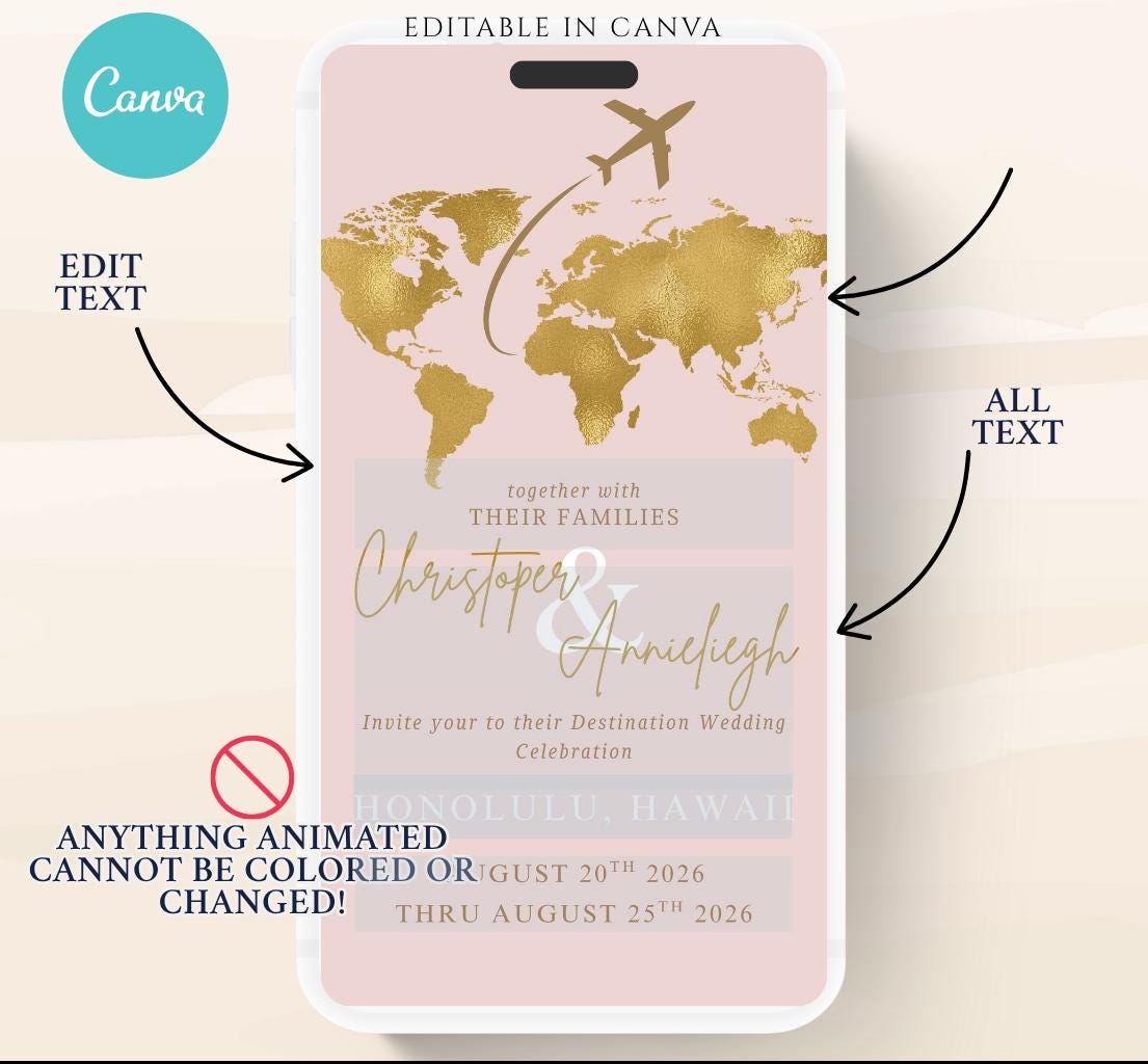 Animated Passport Wedding invitation, Destination Wedding invitation, wedding invitation template, Video Wedding invite, wedding invite-4