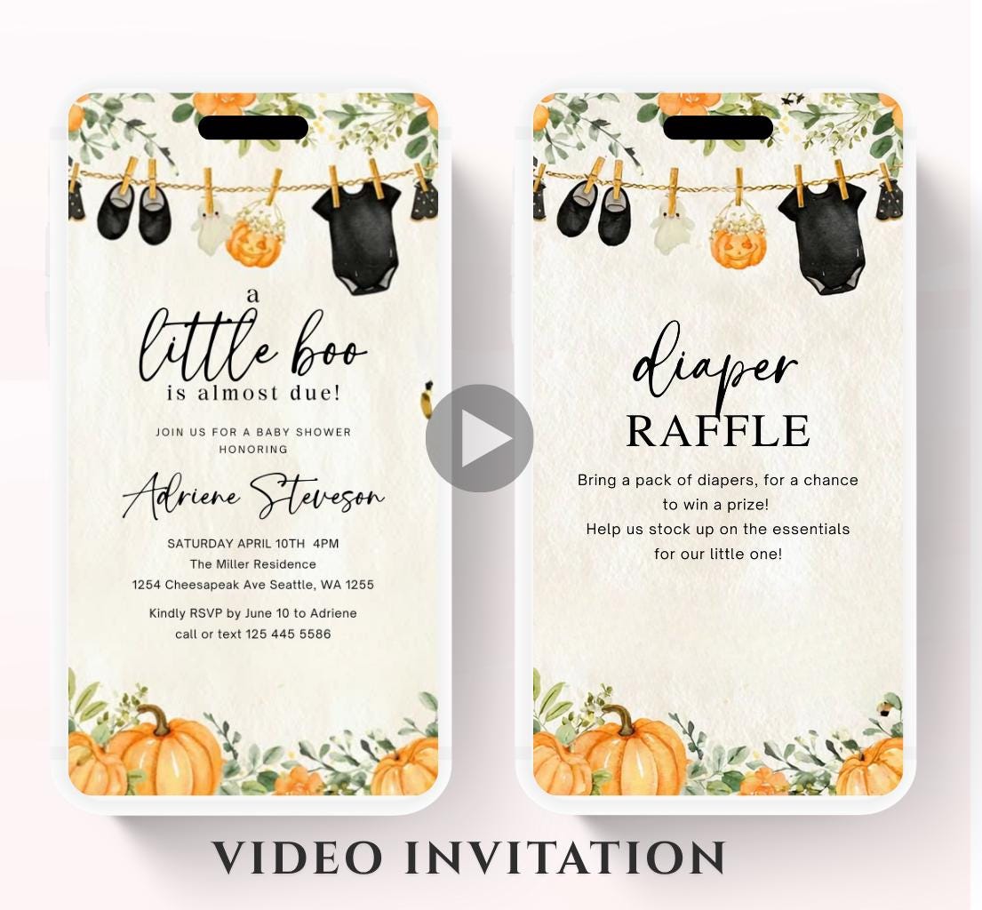 Video Little Boo Halloween Baby Shower Invitation, Gender Neutral Fall Invite, Spooky Ghost Baby Shower Invite Halloween boo invite-4
