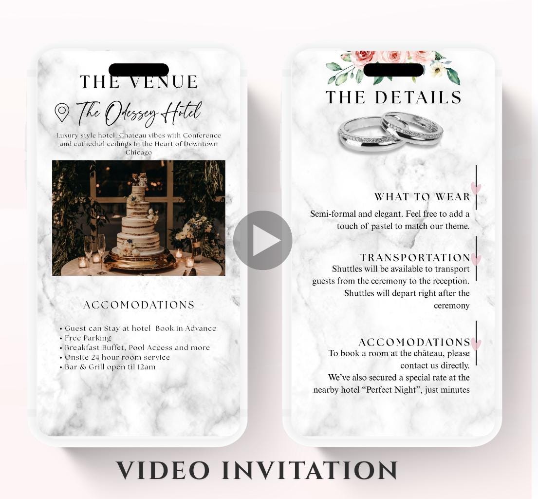 Animated Wedding invitation, Wedding pink invitation, wedding invitation template, Easy edit Wedding invite, Pink floral wedding invite-1