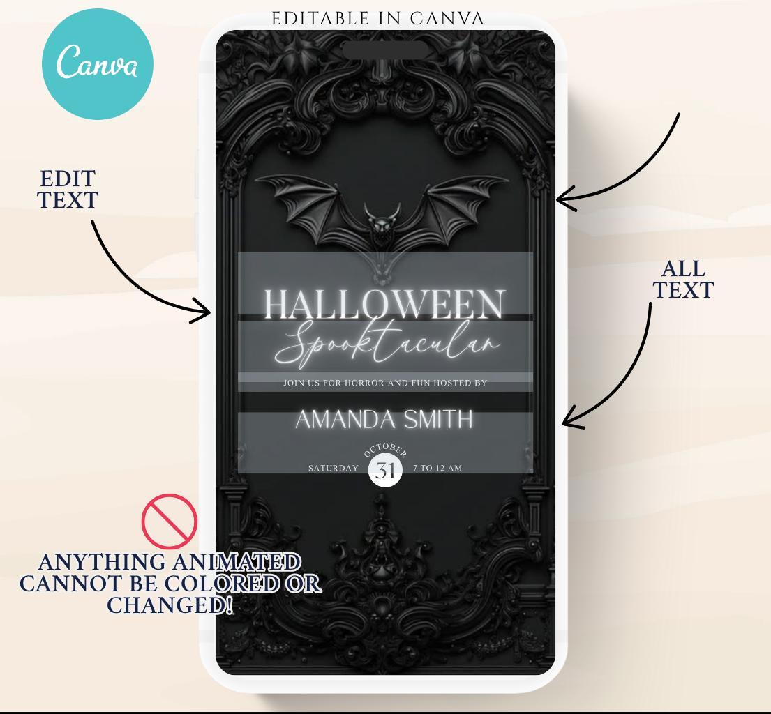 Halloween party invitation, Halloween spooktacular Adults Halloween Costume party Invite Video Digital party invitation-10