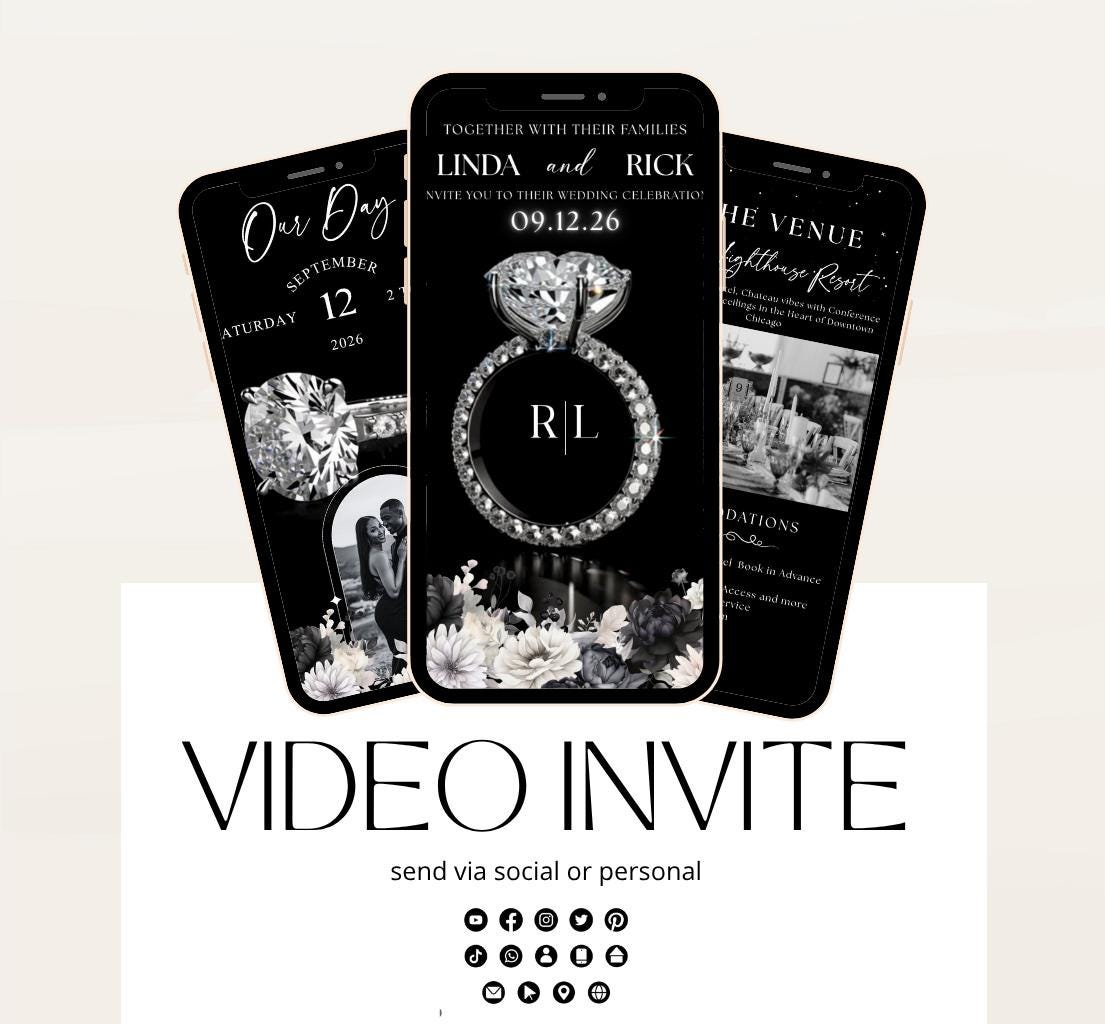 Animated Wedding invitation, Wedding Black and white invitation, wedding invitation template, Video Wedding invite, wedding invite-2