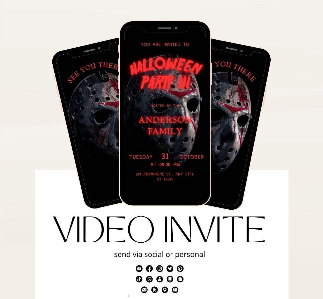 Halloween party invitation, Halloween spooktacular Adults Halloween Costume party Invite Video Digital party invitation-4