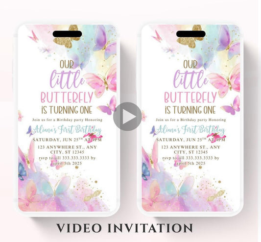 Butterfly Birthday Invitation, Floral Butterfly Invitation, Whimsical Floral Butterfly, Floral Butterfly Garden, Animated-7