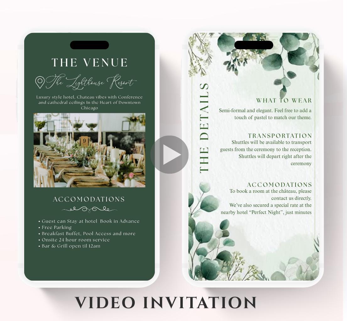Animated Wedding invitation, Wedding Greenery Eucalyptus invitation, wedding invitation template, Video Wedding invite, wedding invite-3