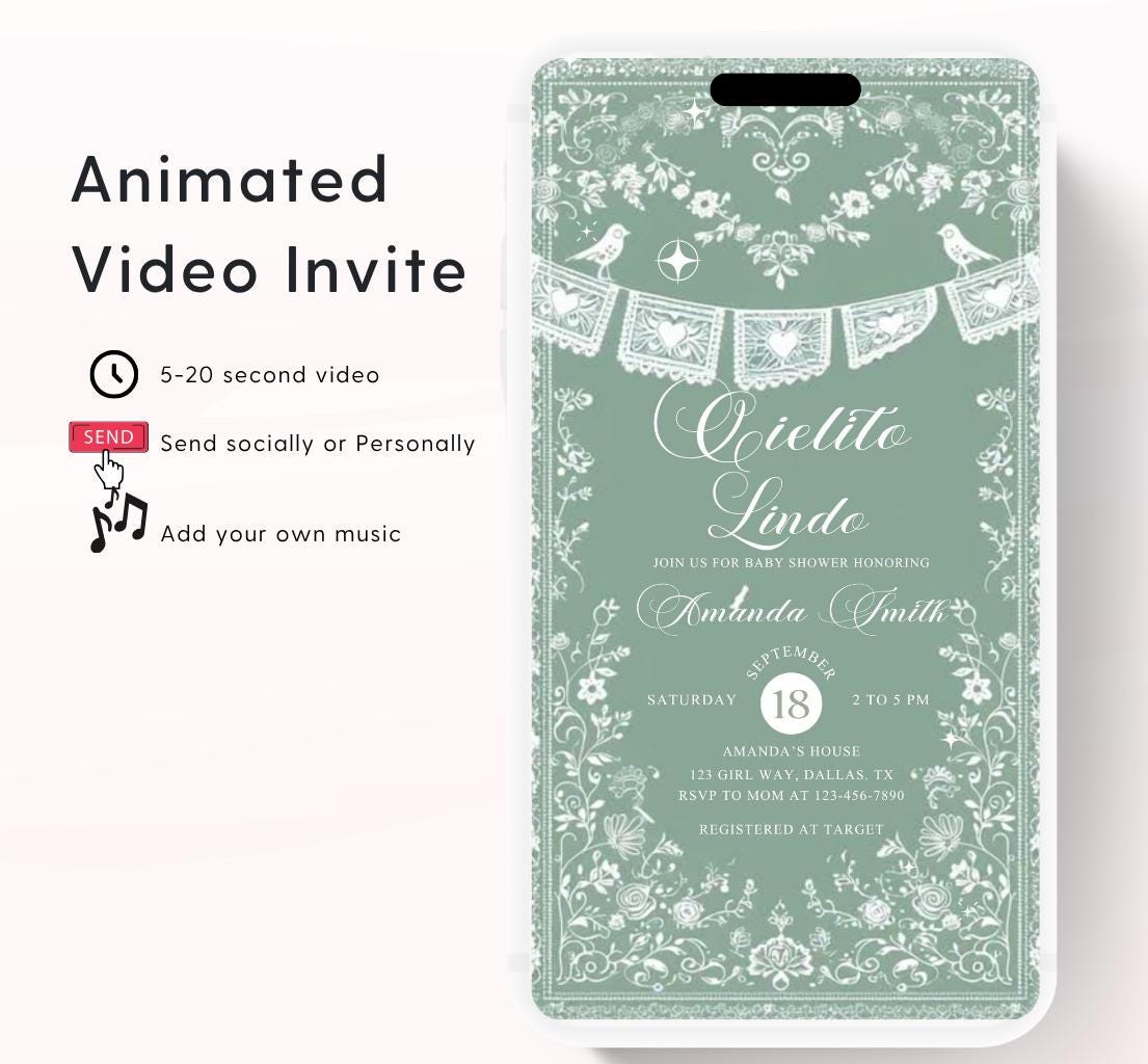 Cielito Lindo Baby shower Invitation, mexican baby shower editable talavera Theme papel picado Invite color green template 4