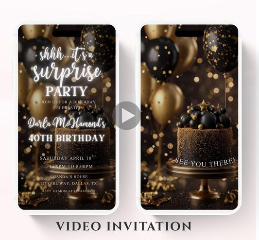 Surprise Invitation Surprise Birthday Invitation Surprise Party Invitations Shhh its a Surprise Video invitation, Surprise party-4