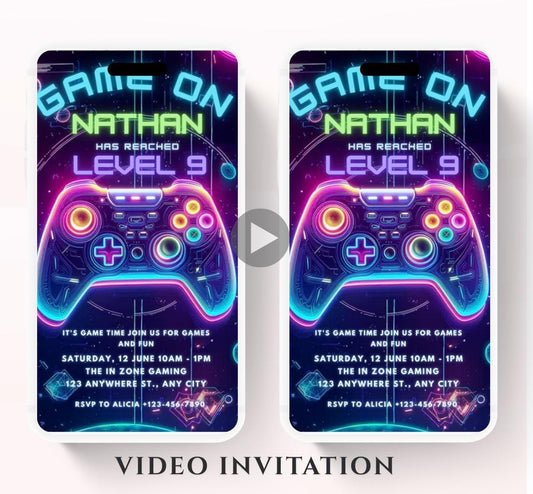 Video Game Party Invitation, Level Up Birthday Invite, Gamer Boy Birthday, Arcade Party, Gaming invitation, Gamer boy party invite-1