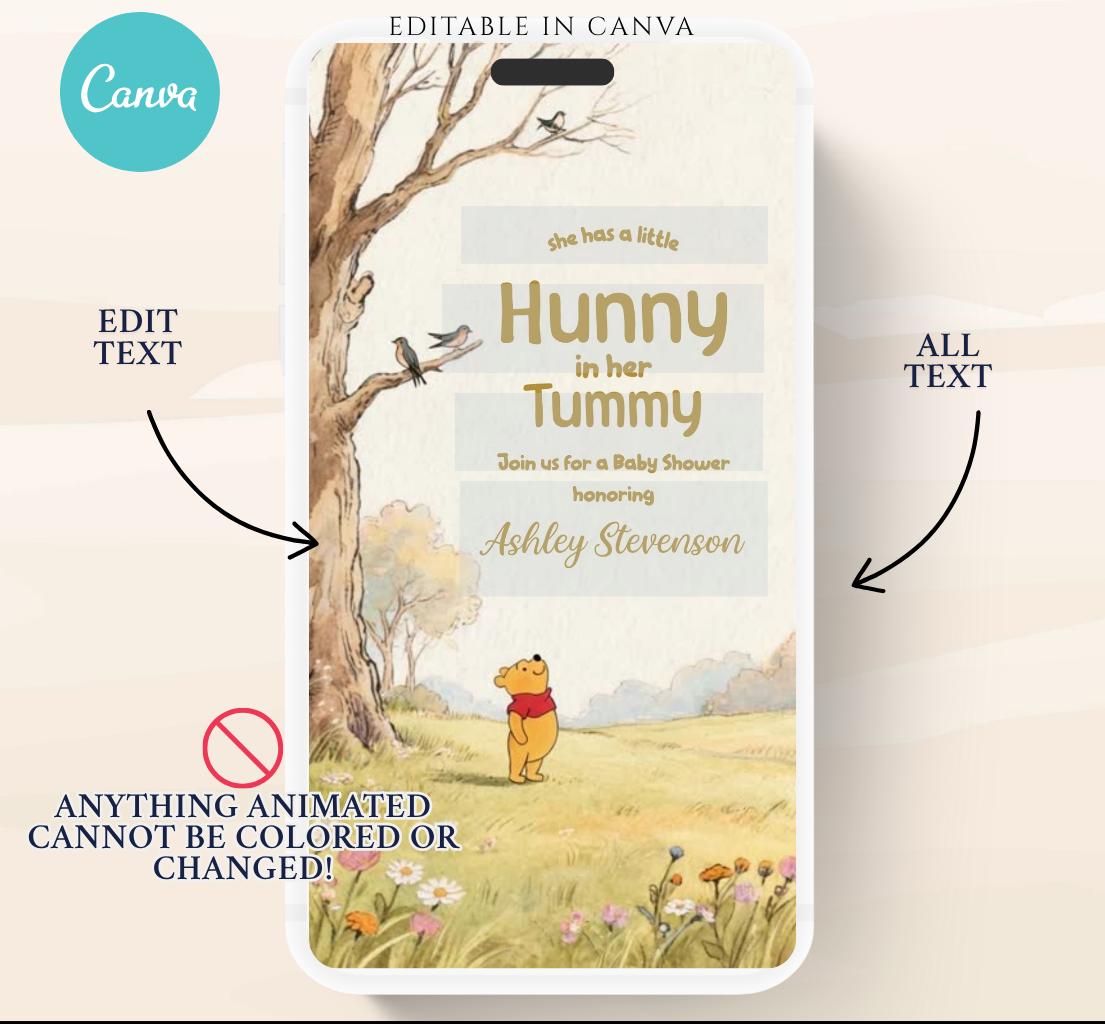 Winnie The Pooh Invitation, Winnie The Pooh Baby Shower Invitations, Winnie The Pooh Invitations Video invitation, Winnie baby shower-26