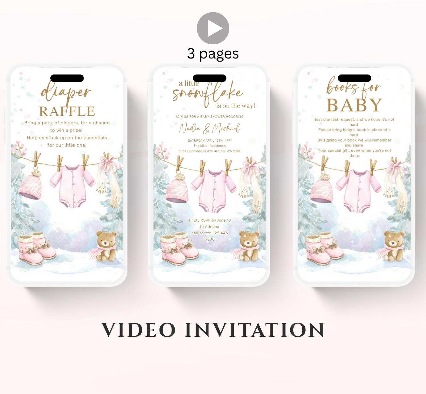 Winter woodland baby shower invitation, Winter baby invitation, Little snowflake, Baby its cold outside, baby shower invitation- Animated 5