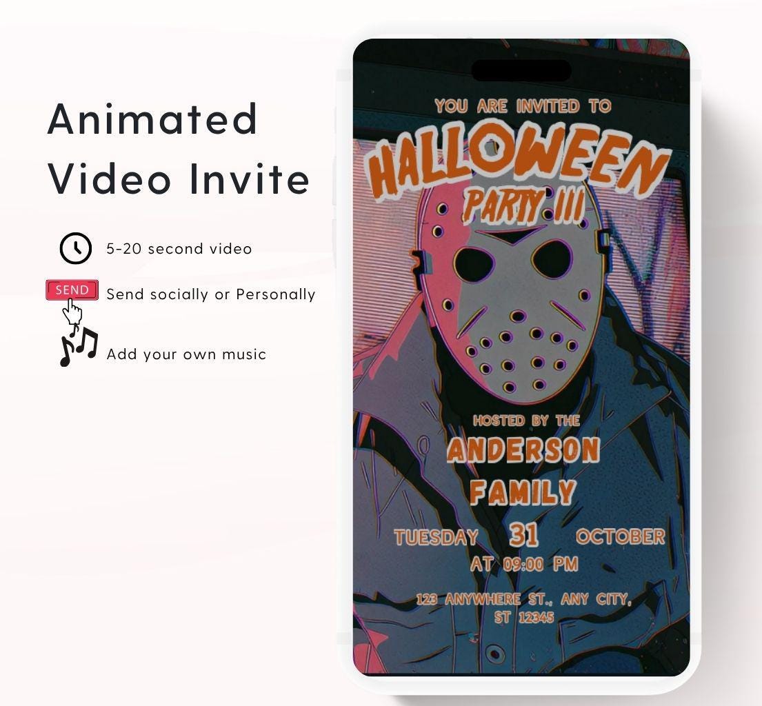 Halloween party invitation, Halloween spooktacular Adults Halloween Costume party Invite Video Digital party invitation-121