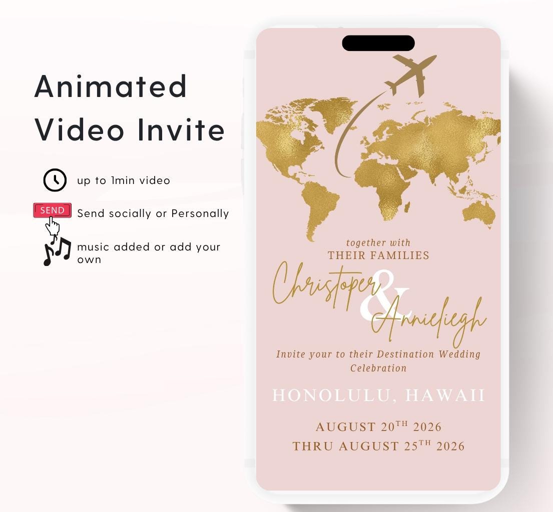 Animated Passport Wedding invitation, Destination Wedding invitation, wedding invitation template, Video Wedding invite, wedding invite-4